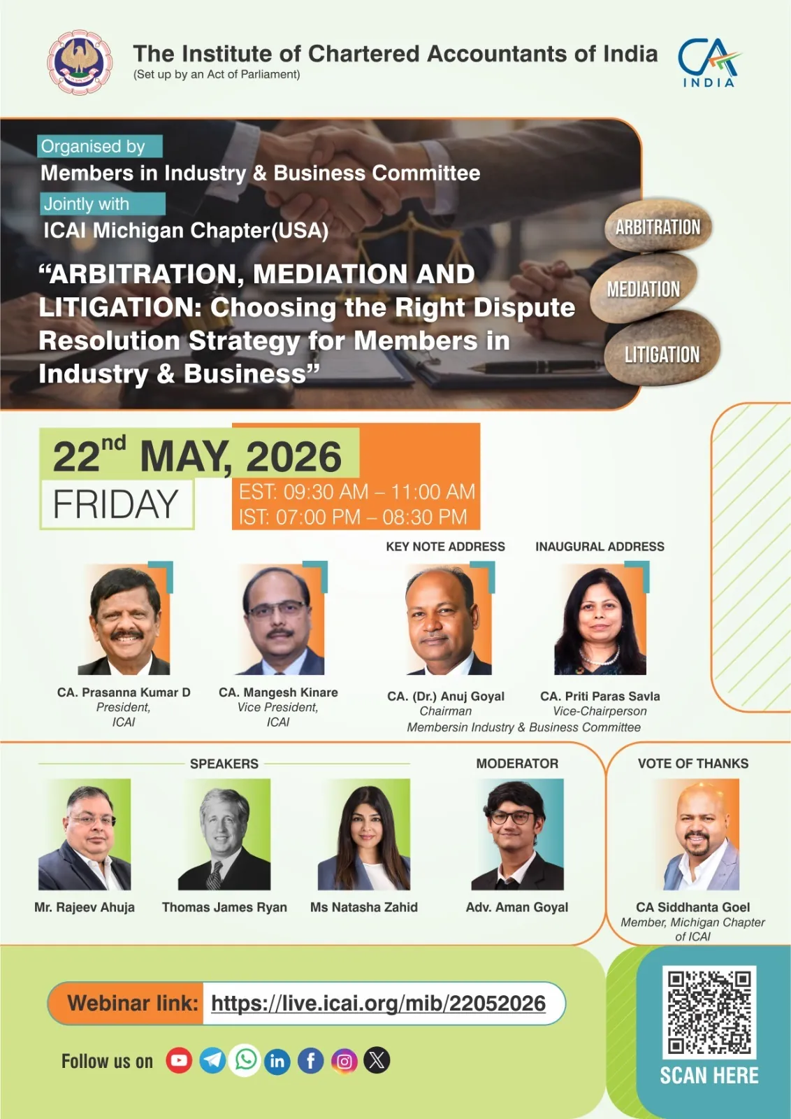 Arbitration, Meditation and Litigation : Choosing the Right DIspute Resolution Strategy for Members in Industry & BUsiness